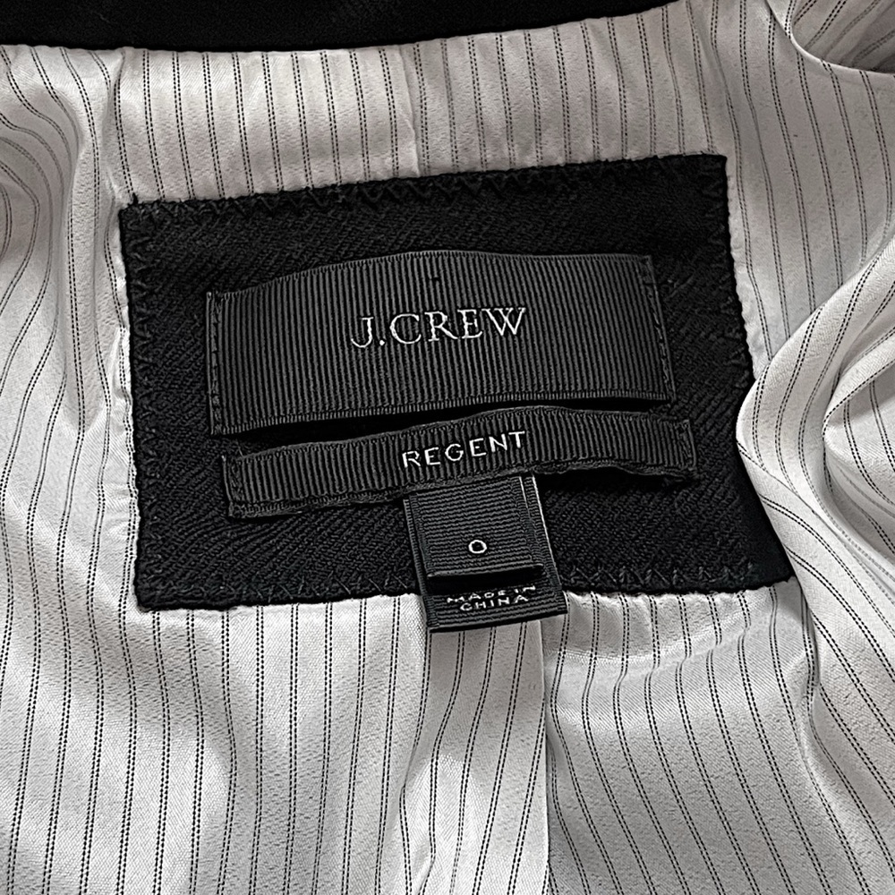J.CREW Classic Black Stand Collar Wool Blend Single Button Regent Blazer Size 0 - Picture 11 of 11